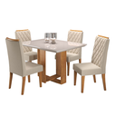 Ver imagem 2 de Mesa de Jantar Retangular Ligia com 4 Cadeiras Iza Mel/bege/vd Off White - Casa Giulia