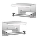Ver imagem 1 de Suporte Papel Higienico Inox Kit 2 Unidades Banheiro Lavabo Prateleira Porta Celular Objeto Parede M
