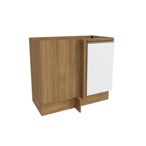 Balcão de Canto Reto Celeste Kappesberg 100% Mdf 1 Porta Nogueira/branco 98cm
