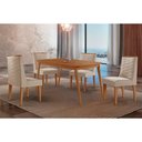 Ver imagem 1 de Conjunto: Mesa de Cozinha Havana C/ Tampo Madeirado Canto Curvo 120x80cm e 4 Cadeiras Dafne Naturale