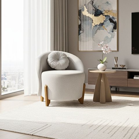 Poltrona Orgânica Curva Amsterdã Boucle Cinza Claro - Montanari's Decor