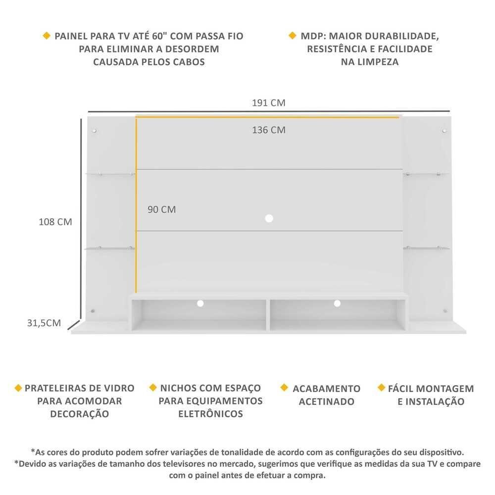 Painel TV 60" Nairóbi Multimóveis V2739 Branco - 4