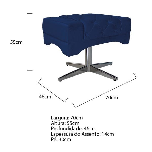 Kit 2 Poltronas e 1 Puff Berlim Base Giratória de Metal Suede Azul Marinho - Doce Sonho Móveis - 5