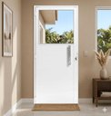 Ver imagem 2 de Porta de Giro Alumínio Branco Lambril c/Visor Quadrado Px 40cm Maxx - 210x60 - Esquerda