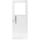 Ver imagem 1 de Porta de Giro Alumínio Branco Lambril c/Visor Quadrado Px 40cm Maxx - 210x60 - Esquerda