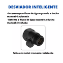 Ver imagem 3 de Ducha de Banho Quadrada 20x20cm com Desviador Inteligente Preto Fosco