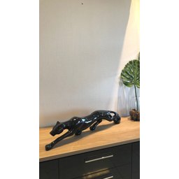 Escultura Estátua Decorativa Pantera Ataque 16cm:preto Brilho - 5