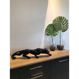 Escultura Estátua Decorativa Pantera Ataque 16cm:preto Brilho - 6