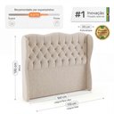 Ver imagem 4 de Cabeceira Cama Box Queen Size Alora 160cm Estofada Capitonê Moderna Linho Bege - Desk Design