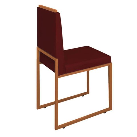 Cadeira Sala Jantar Barcelona – Base Metal Bronze – Veludo Cor:bordo