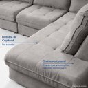 Ver imagem 6 de Sofá de Canto Retrátil Chaise Lado Direito 4 Lugares Nest CabeCasa MadeiraOriginals Cinza