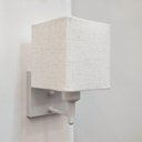 Ver mais imagens de Arandela Quadrada Vivare Md-2006 Base Branco Cúpula em Tecido - Bivolt Branco-rustico-bege 127-220v
