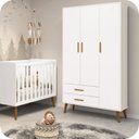Ver imagem 2 de Guarda Roupa Infantil 3 Portas e 2 Gavetas Isis Branco Fosco