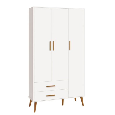 Guarda Roupa Infantil 3 Portas e 2 Gavetas Isis Branco Fosco