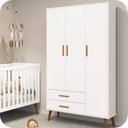 Ver imagem 4 de Guarda Roupa Infantil 3 Portas e 2 Gavetas Isis Branco Fosco