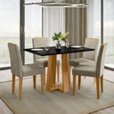 Ver imagem 1 de Conjunto Sala de Jantar Mesa 120cm Tampo Vidro/MDF Rubi com 4 Cadeiras Amanda