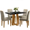 Ver imagem 2 de Conjunto Sala de Jantar Mesa 120cm Tampo Vidro/MDF Rubi com 4 Cadeiras Amanda