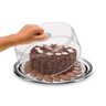 Bandeja para Bolo em Aço Inox C/ Tampa Acrílico 28x10cm - 6