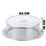 Bandeja para Bolo em Aço Inox C/ Tampa Acrílico 28x10cm - 5