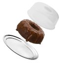 Ver imagem 3 de Bandeja para Bolo em Aço Inox C/ Tampa Acrílico 28x10cm