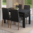 Ver imagem 1 de Conjunto Sala de Jantar Tampo de Madeira 4 Cadeiras Rustic/Preto/Oxford Hera Madesa
