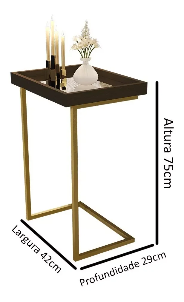 Mesa de Apoio Jb 4774 Império Móveis:nature Dourado - 2