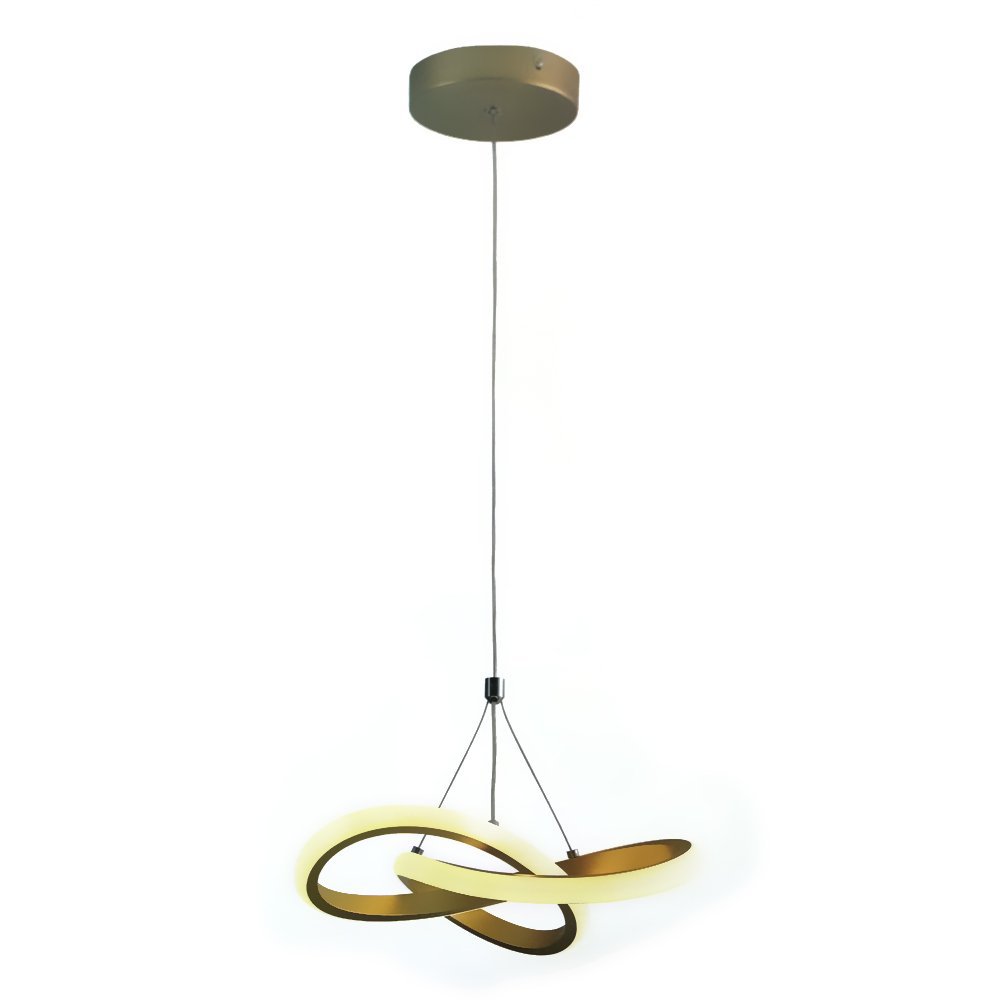 Pendente Moderno Dourado 35cm Led 25W Bivolt PARIS LUZ