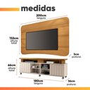 Ver imagem 3 de Rack Bancada Alpha com Painel Psy para TV até 80 Polegadas 1,80m Ripado Madeirado-Off White