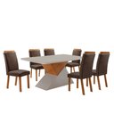 Ver imagem 2 de Mesa de Jantar Aster 180cm Tampo MDF Vidro Canto Copo com 6 Cadeiras Aline