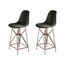 Ver imagem 1 de Kit 2 Banquetas Bistrô Alta Eames Eiffel Preta Base Ferro Cobre - Cor: Marrom