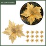Kit 12 Flores  Dourado Artificial Decoração Enfeite Árvore Natal Luxo - 2