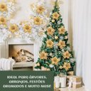 Ver imagem 5 de Kit 12 Flores Dourado Artificial Decoração Enfeite Árvore Natal Luxo