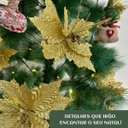 Ver imagem 4 de Kit 12 Flores Dourado Artificial Decoração Enfeite Árvore Natal Luxo