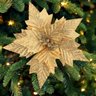 Kit 12 Flores  Dourado Artificial Decoração Enfeite Árvore Natal Luxo - 3