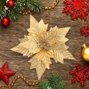 Ver mais imagens de Kit 12 Flores Dourado Artificial Decoração Enfeite Árvore Natal Luxo