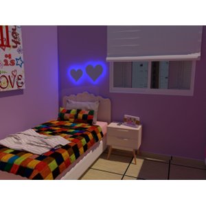 2 Corações Luminosos Decorativos em Luz de Led:azul