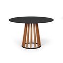 Ver imagem 1 de Mesa de Jantar Redonda 6 Lugares 120cm em Mdf e Madeira Maciça Tália Preta