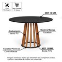Ver imagem 3 de Mesa de Jantar Redonda 6 Lugares 120cm em Mdf e Madeira Maciça Tália Preta