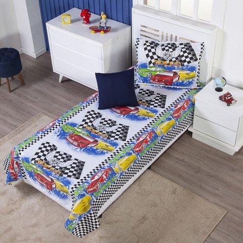 Colcha Cobre Leito Solteiro Infantil Menino Menina Personagens de Desenho Animado + Capa de Almofada