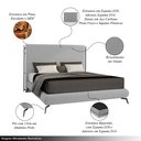 Ver imagem 3 de Conjunto Cabeceira e Base para Colchão Queen Bezos com Pés em Alumínio Veludo Cinza G91 - Gran Belo
