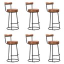 Ver imagem 1 de Banqueta Alta Cozinha 70cm Encosto Industrial Aço Kit 6 Ziria Pu Caramelo S02 - D’Rossi