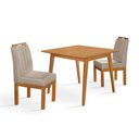 Ver imagem 2 de Conjunto Mesa de Jantar 90x90 Mdf e 2 Cadeiras Blend Linho - Bege