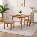 Ver imagem 1 de Conjunto Mesa de Jantar 90x90 Mdf e 2 Cadeiras Blend Linho - Bege
