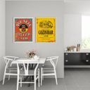 Ver imagem 2 de Kit 2 Quadros Cozinha Vermelho e Amarelo 24x18cm - com vidro:Madeira branca