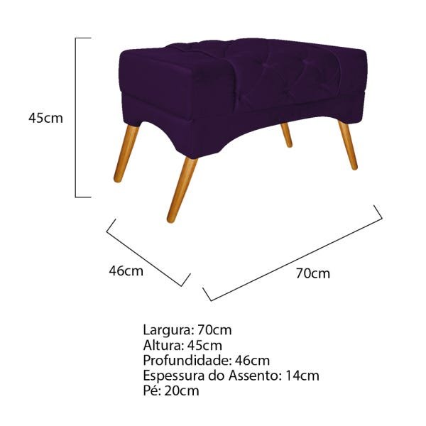 Kit 2 Puff Berlim Palito Mel Suede Roxo - 4