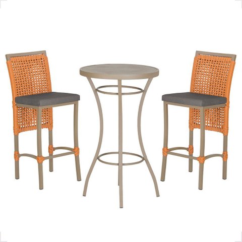 Mesa Bistro e 2 Banquetas Roma Fendi Corda Náutica 11 Trama Original