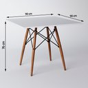 Ver imagem 3 de Conjunto de Mesa de Jantar Eames Eiffel Quadrada 90cm Tampo de Madeira Branco com 4 Cadeiras Pretas