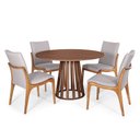 Ver imagem 2 de Kit Mesa de Jantar Redonda 120cm Gabi Noronha com 4 Cadeiras Garbo Cinza Claro