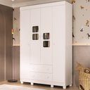 Ver imagem 2 de Guarda-roupa Infantil 122cm com Vidro 4 Portas e 2 Gavetas Sol Multimóveis Mp4420 Branco