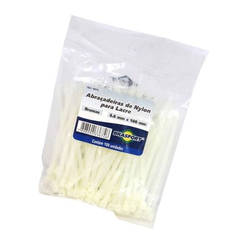 Abraçadeiras De Nylon Para Lacre Branca 3,6mm X 100mm